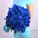 Букет из 51 синей розы с лентой