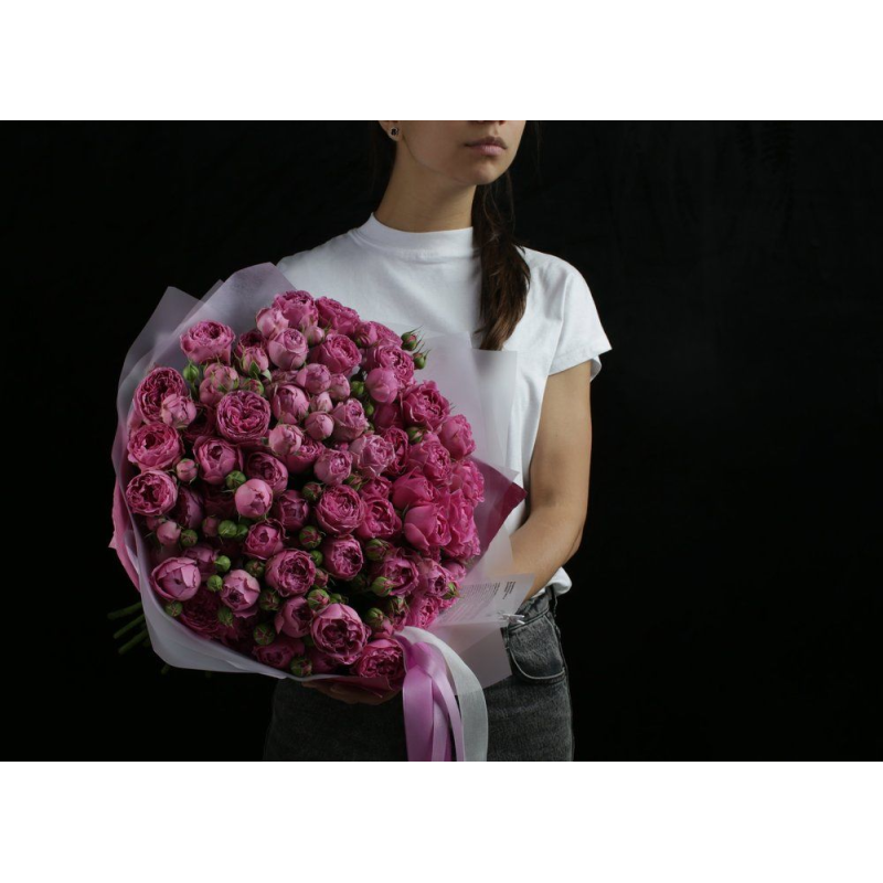 Букет 29 пионовидных роз в упаковке (50см)
