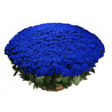 Корзина 301 синяя роза с оформлением